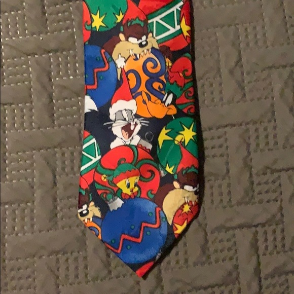 Vintage Looney Tunes Mania 1996 Christmas Tie - Picture 3 of 8